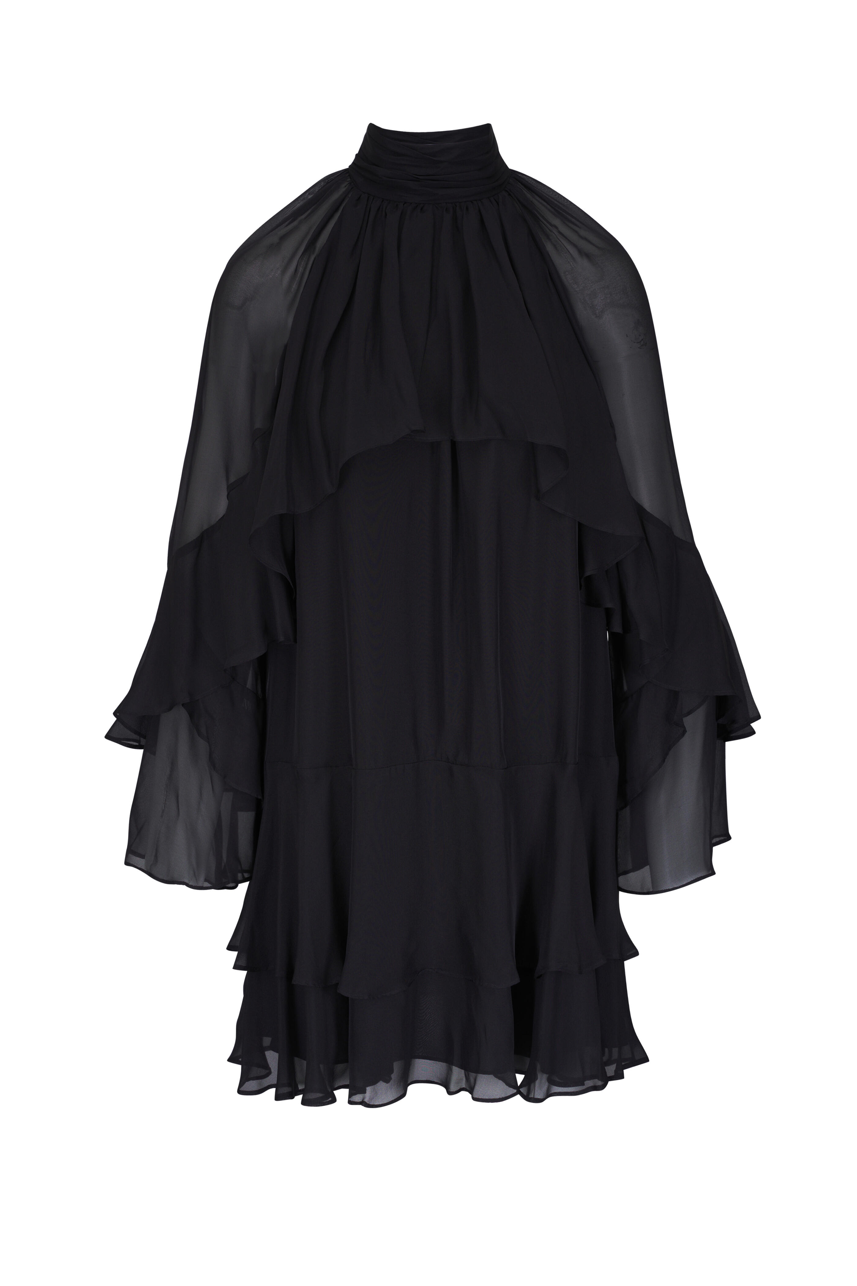 Veronica Beard - Adlington Black Ruffle Silk Mini Dress