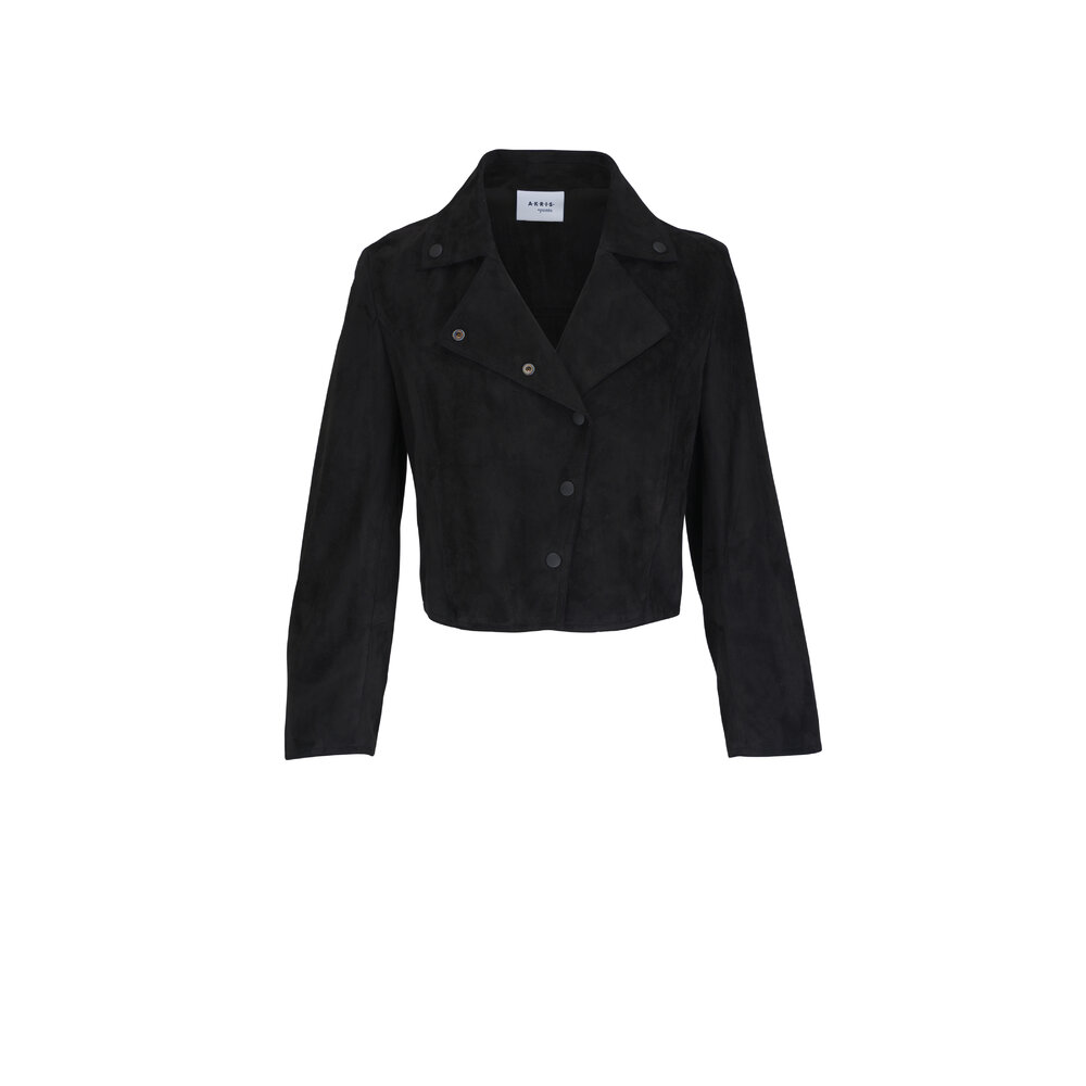 Akris Punto Black Suede Moto Cropped Jacket Mitchell Stores - Main Image