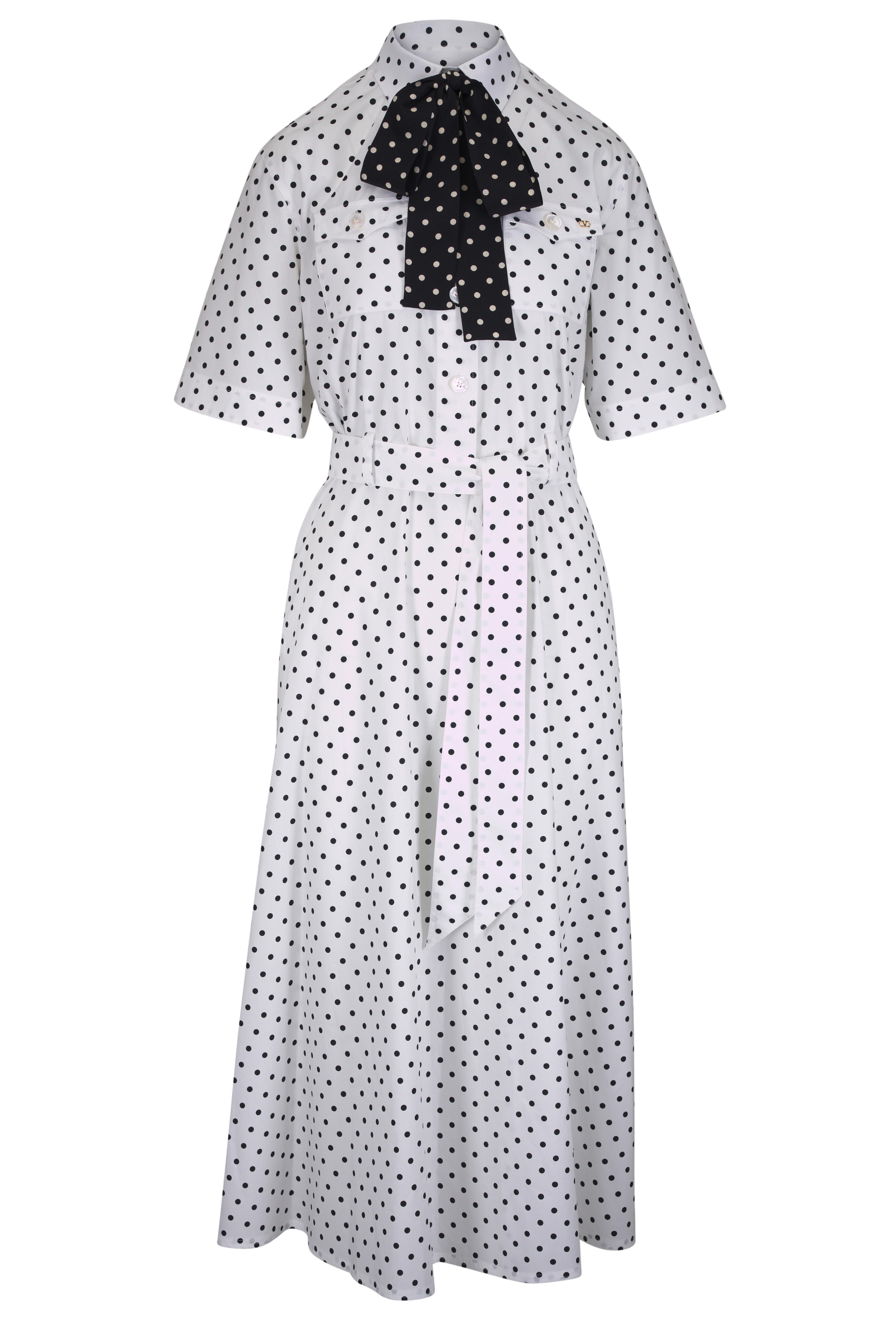 Valentino - Black & White Polka Dot Midi Dress - view 1