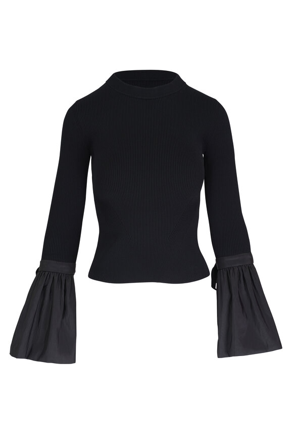 Jonathan Simkhai Agata Black Flared Cuff Top