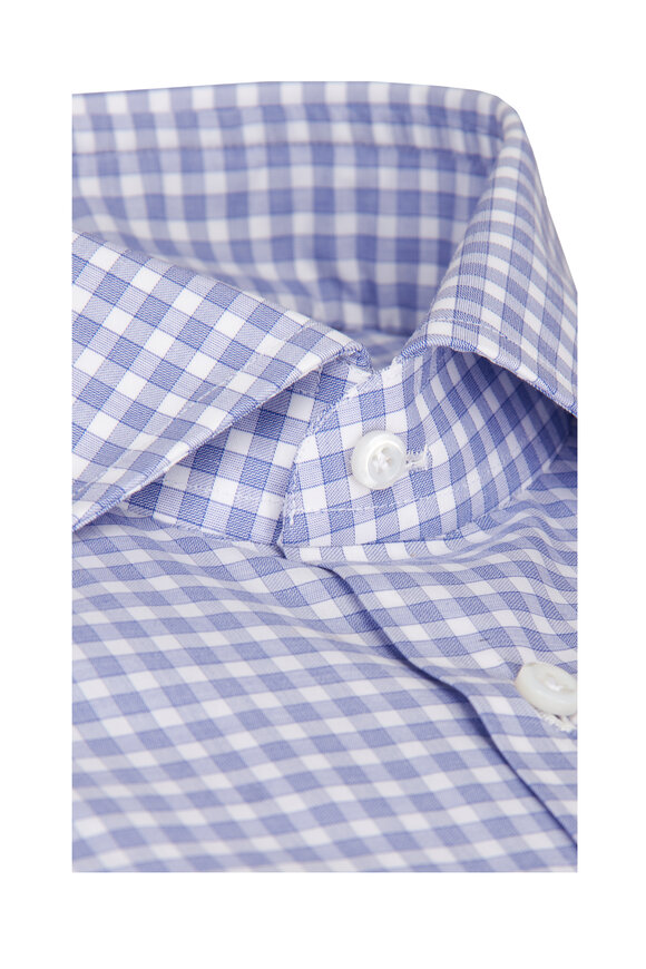 Cesare Attolini Blue & White Check Sport Shirt - view 2