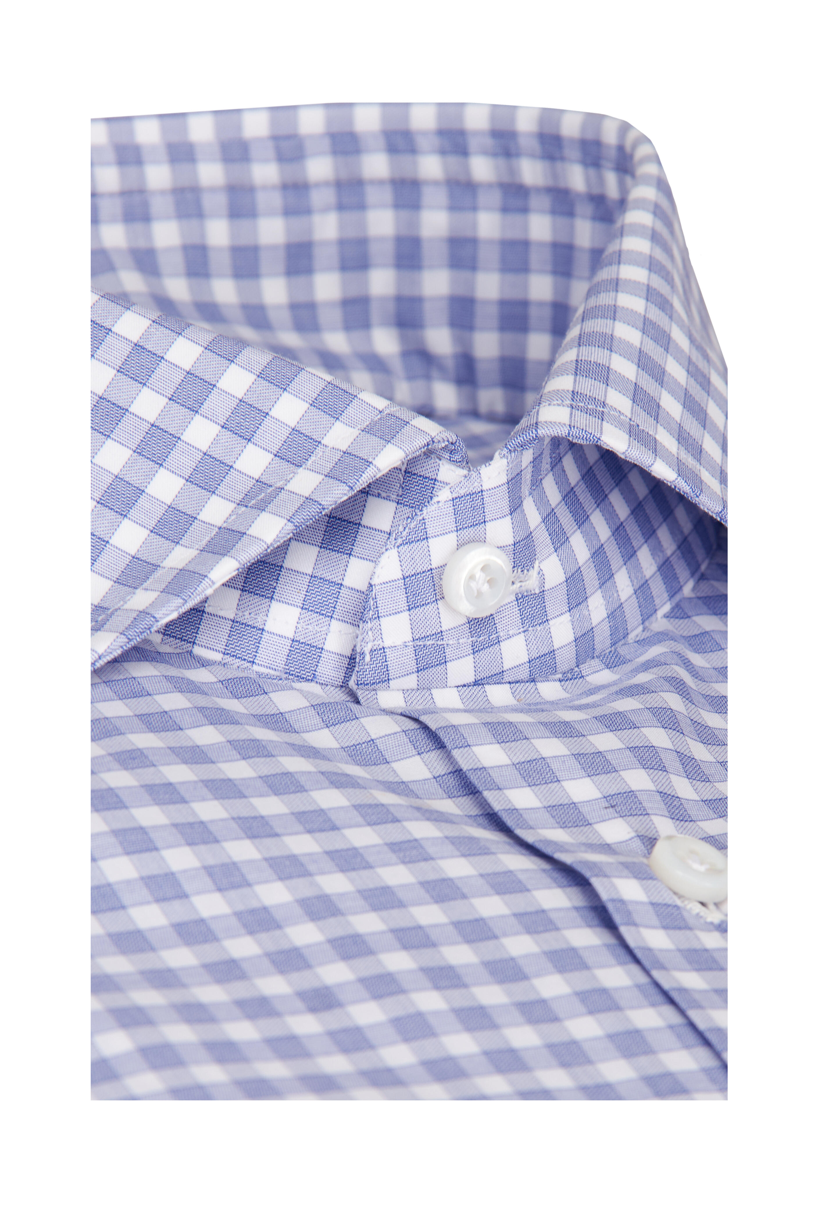 Cesare Attolini - Blue & White Check Sport Shirt - view 2
