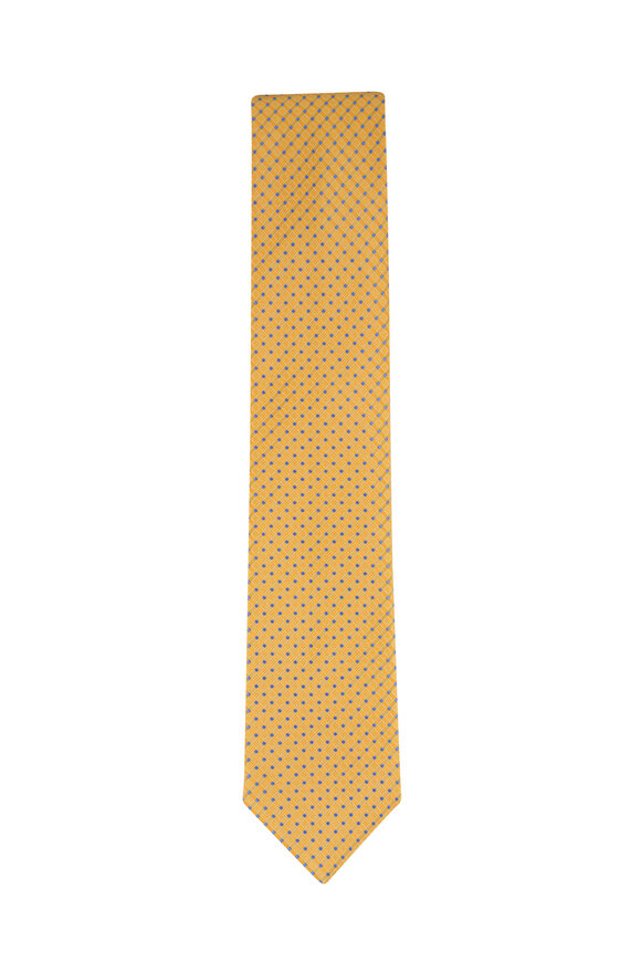 Eton Yellow Micro Geometric Woven Silk Necktie
