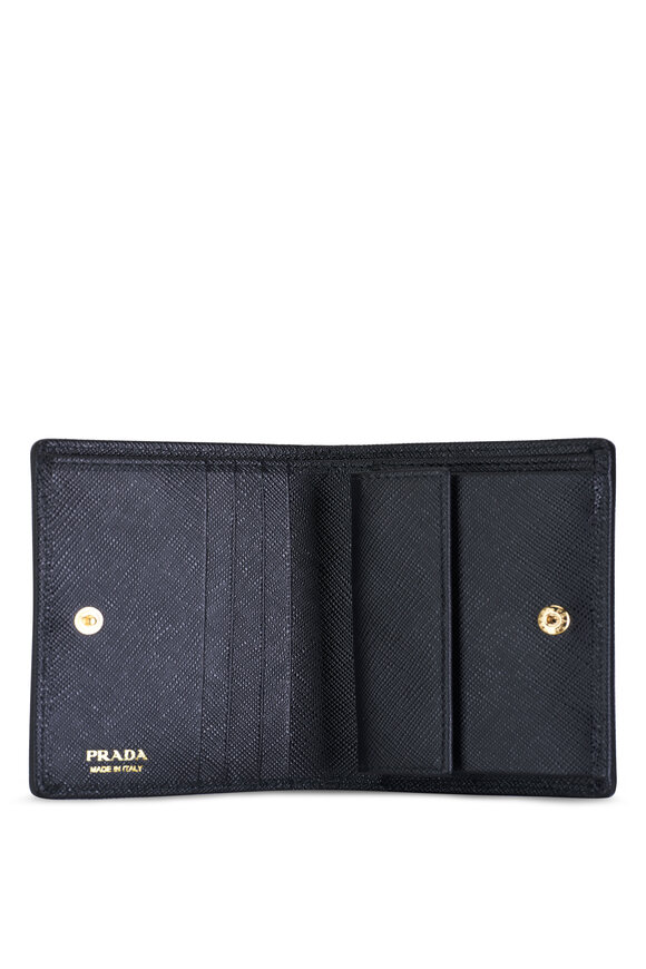 Prada - Black Nylon & Leather Triangle Snap Button Wallet