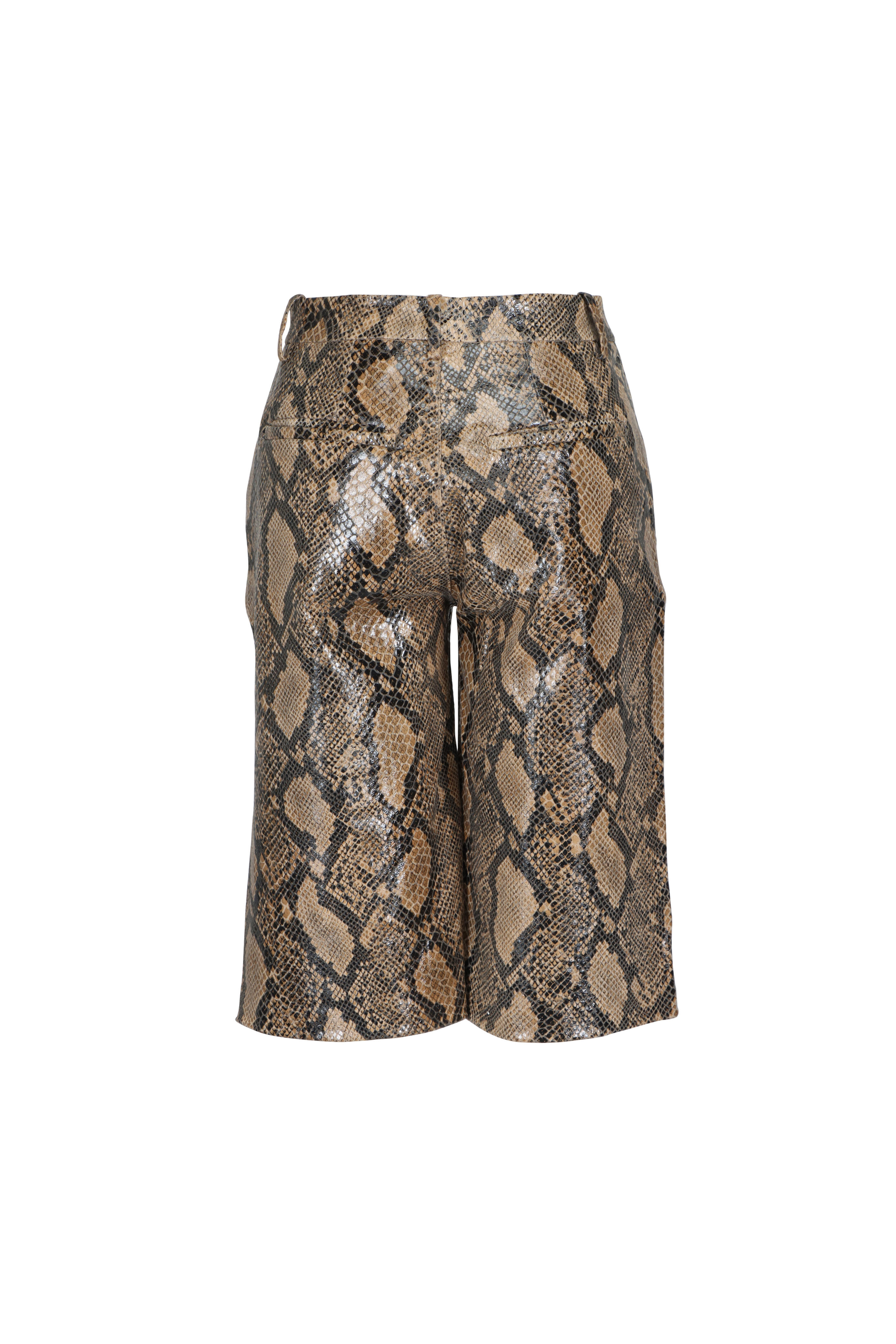 SPRWMN - Tan Python Leather Bermuda Shorts