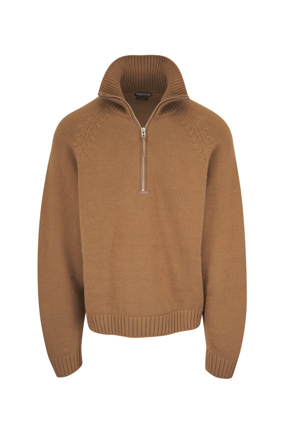 Tom Ford Caramel Wool & Cashmere Quarter-Zip Pullover - view 1