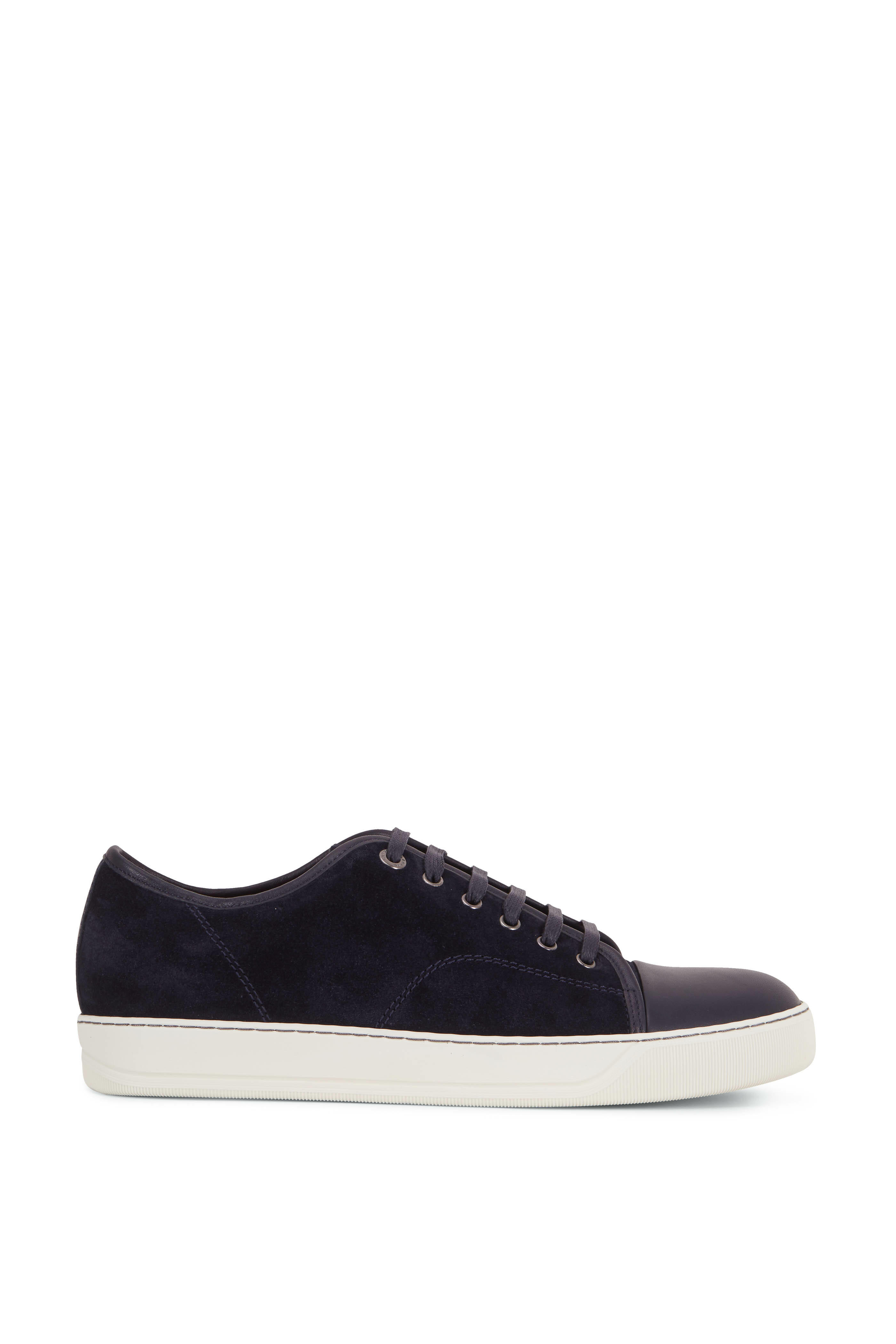 Lanvin - Navy Blue Suede & Leather Cap-Toe Sneaker