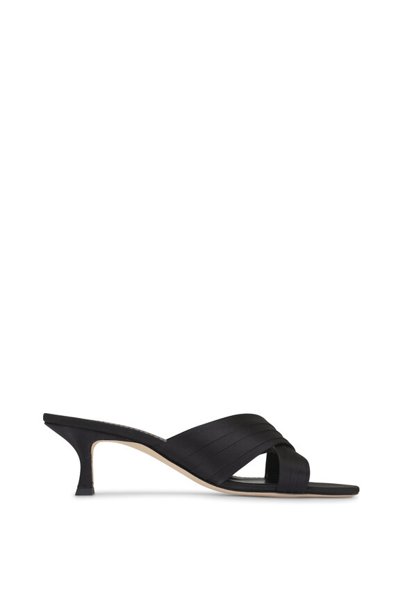 Manolo Blahnik Vieramul Black Satin Sandal, 50mm - view 3