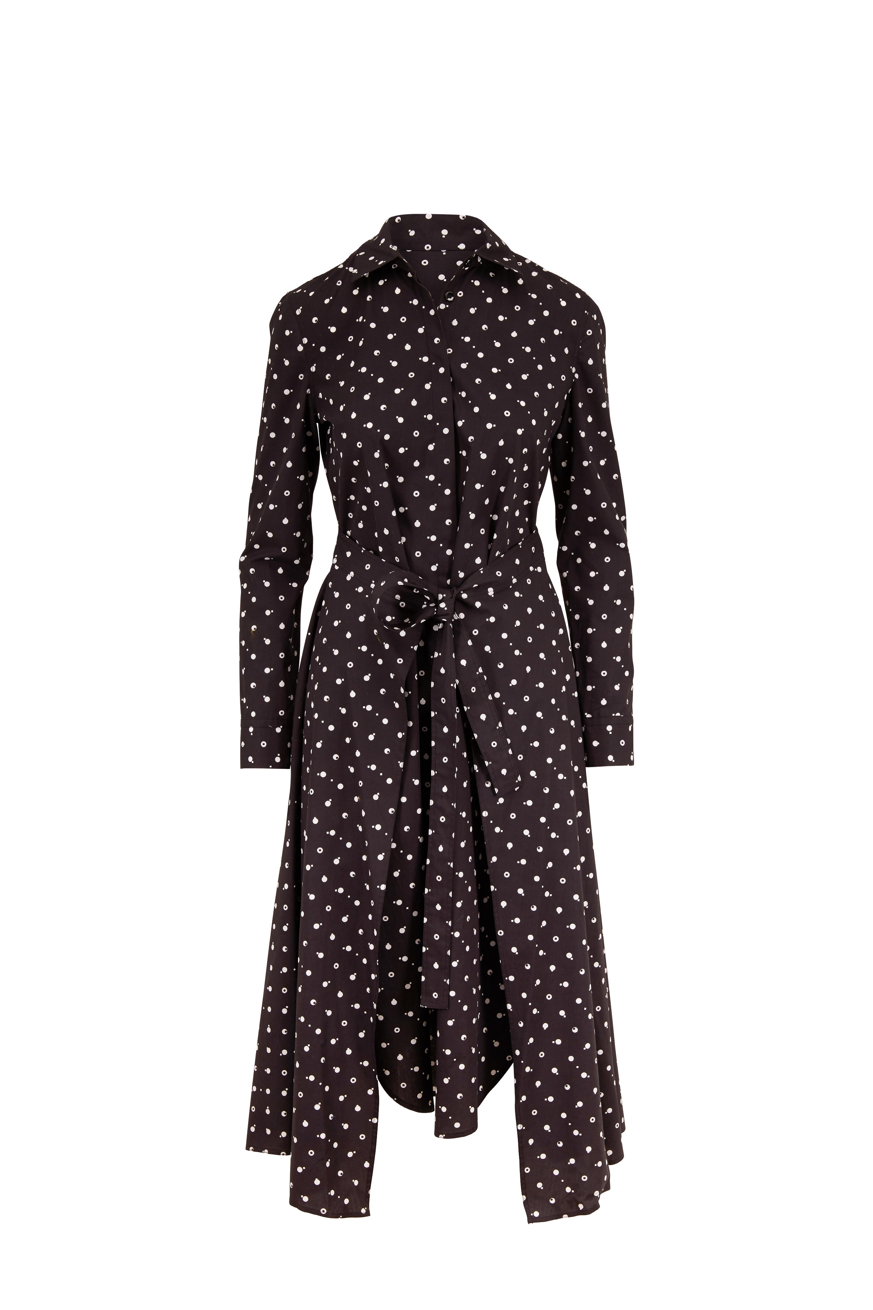 Rosetta Getty - Black & White Printed Apron Wrap Shirtdress