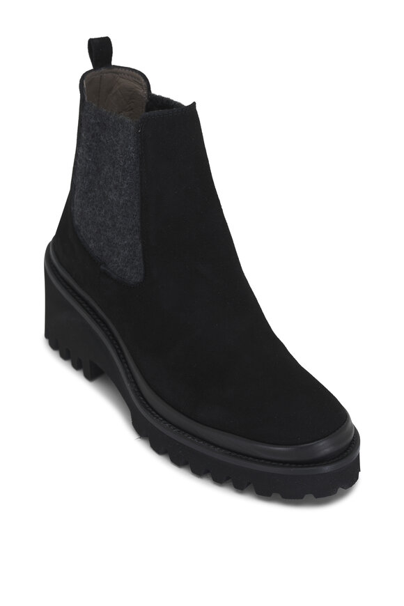 Ron White Emmaline Black Suede Lug Sole Boot, 50mm