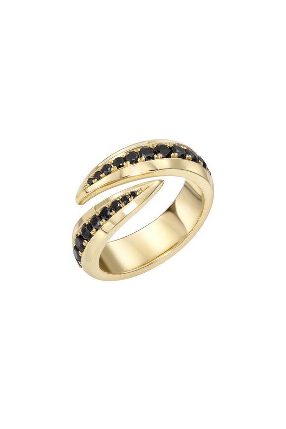 Dru 14k Yellow Gold Black Diamond Claw Ring - view 1