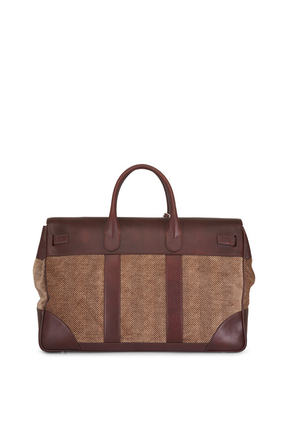 Brunello Cucinelli Brown Leather & Chevron Country Bag - view 2