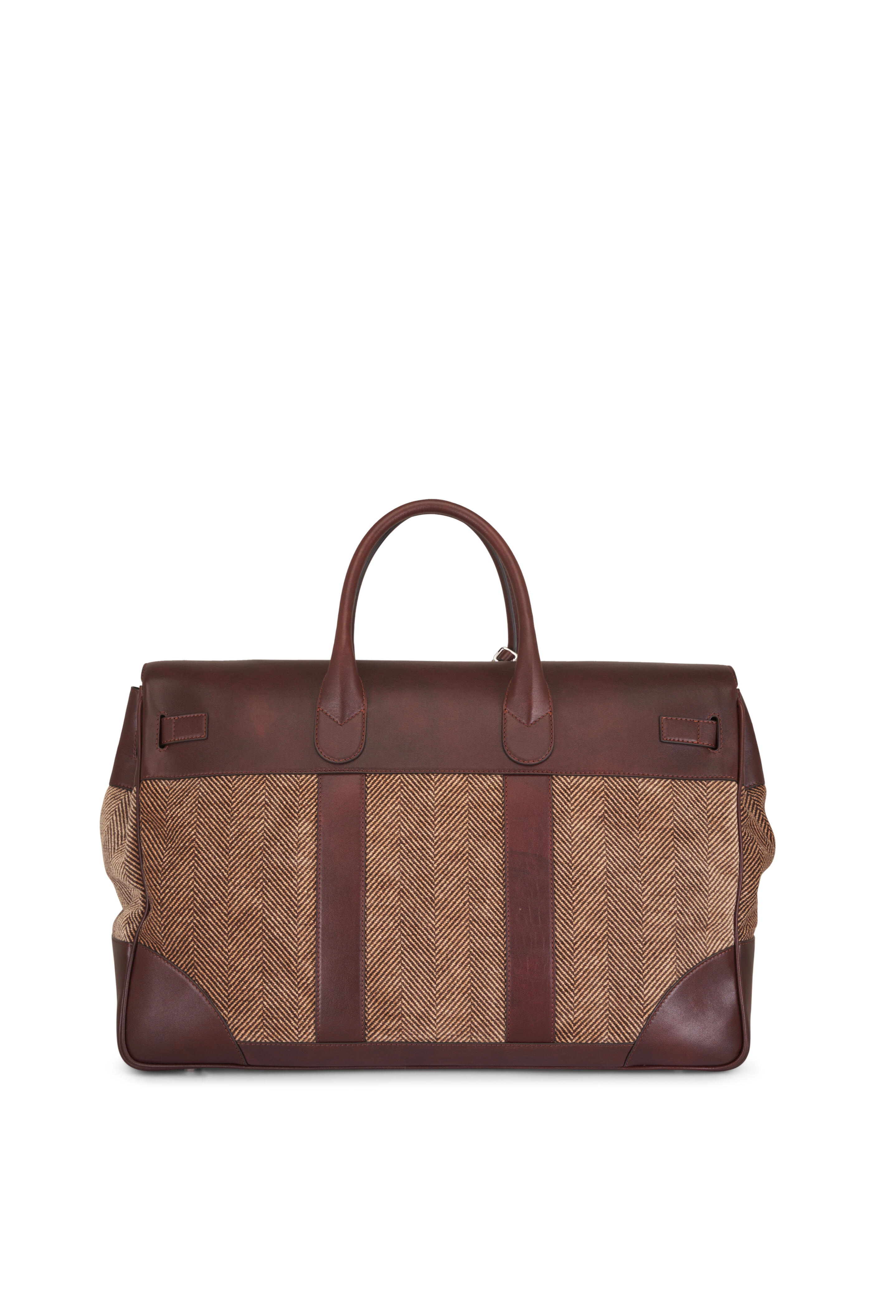 Brunello Cucinelli - Brown Leather & Chevron Country Bag - view 2
