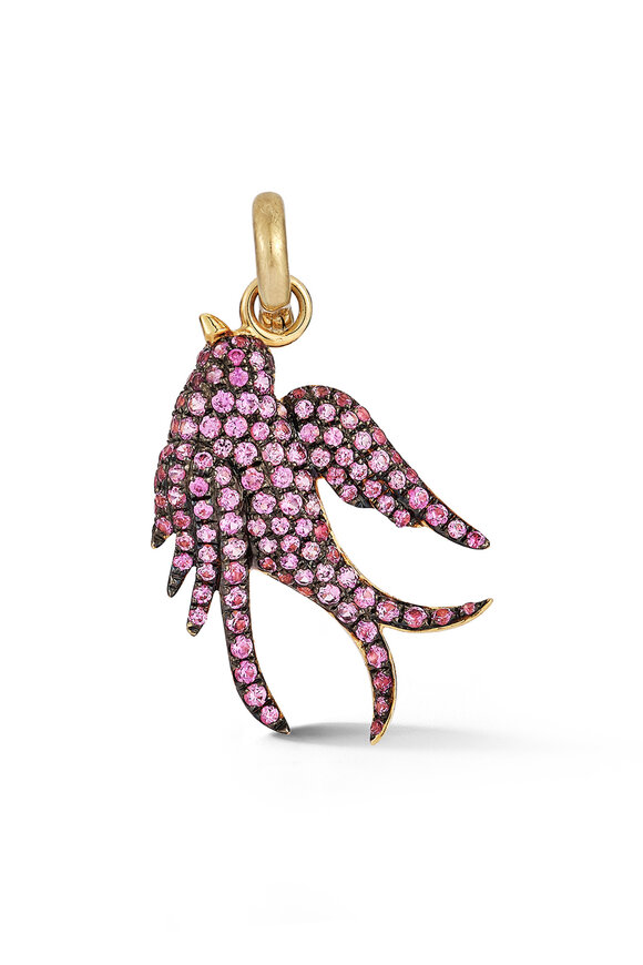 Storrow 14k Gold & Pink Sapphire Birdie Charm - view 1