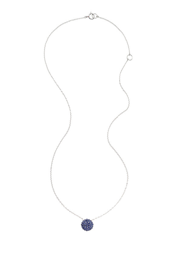 Nam Cho - 18K White Gold Sapphire Half Ball Pendant Necklace