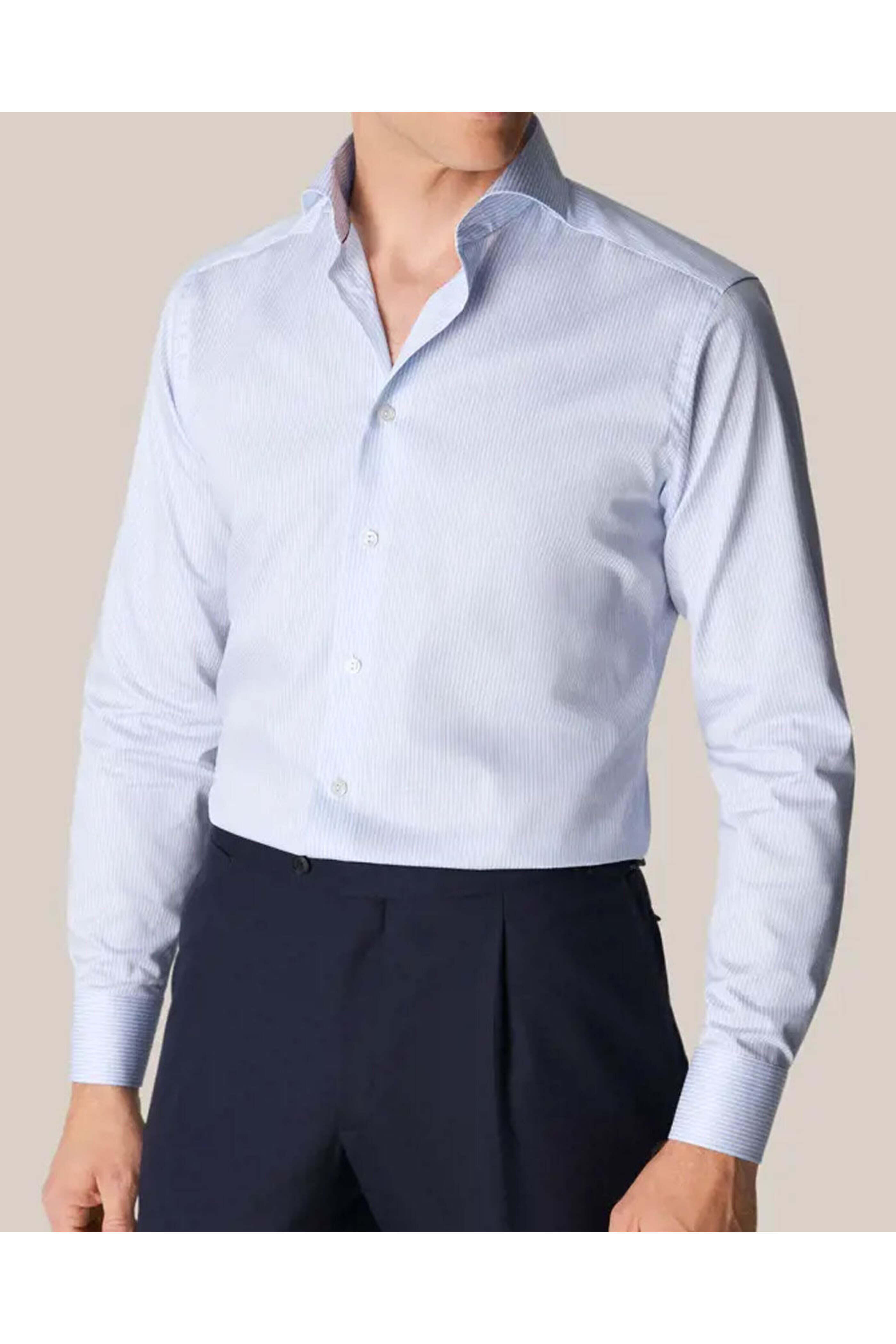 Eton - Mid Blue Stripe Twill Shirt