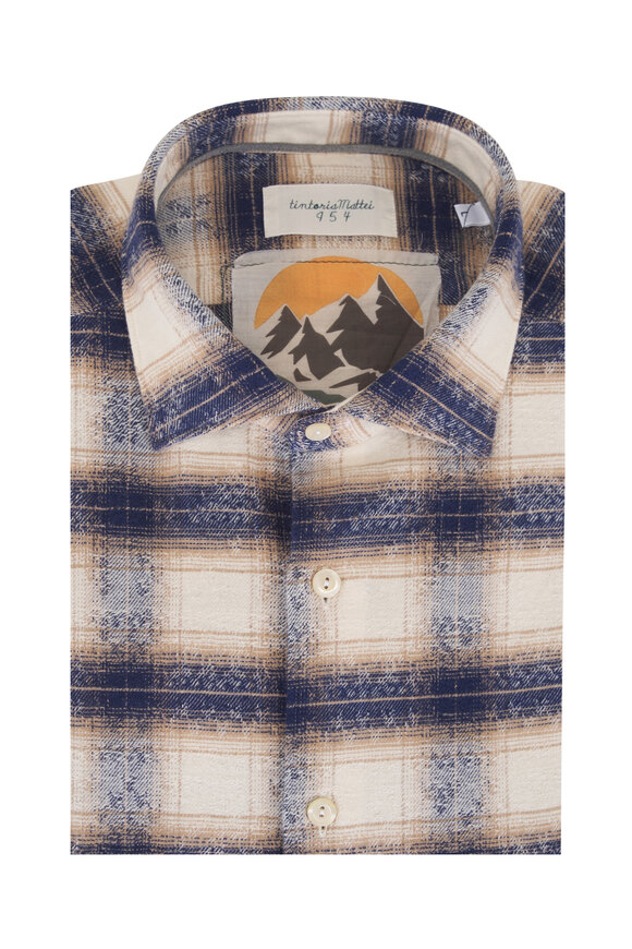 Tintoria Ivory Multicolor Cotton Plaid Sport Shirt