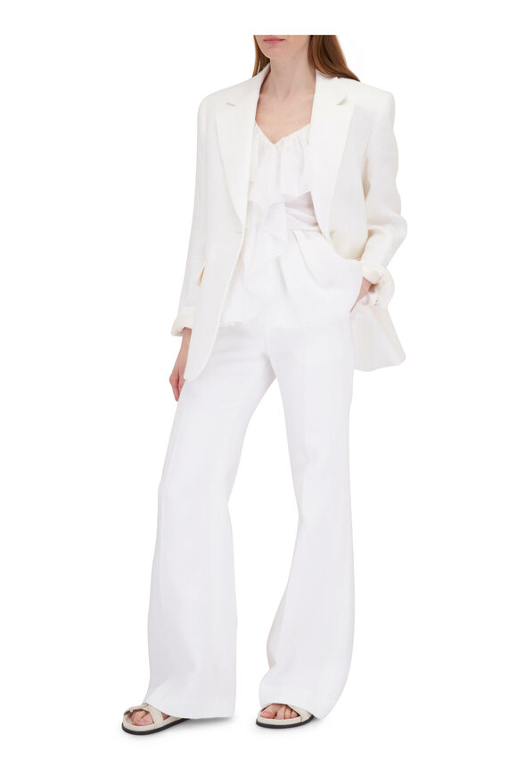 Chloé - Double Linen White Flared Pant