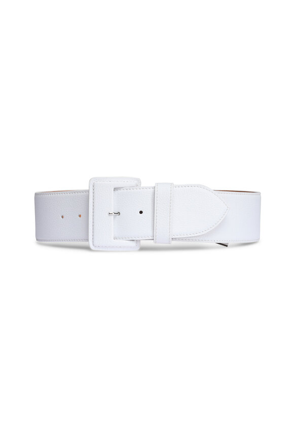 Maison Vaincourt La Merveilleuse White Pebbled Leather Belt