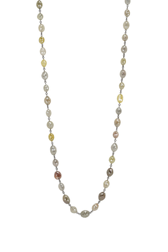 Kai Linz - White Gold Multicolor Diamond Bead Necklace