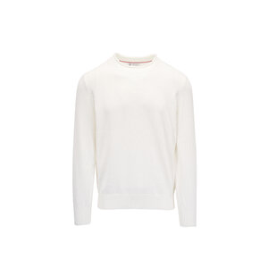 BRUNELLO CUCINELLI ブルネロクチネリ スパンコール ホワイト Brunello Cucinelli - White Cotton Sweater | Mitchell Stores