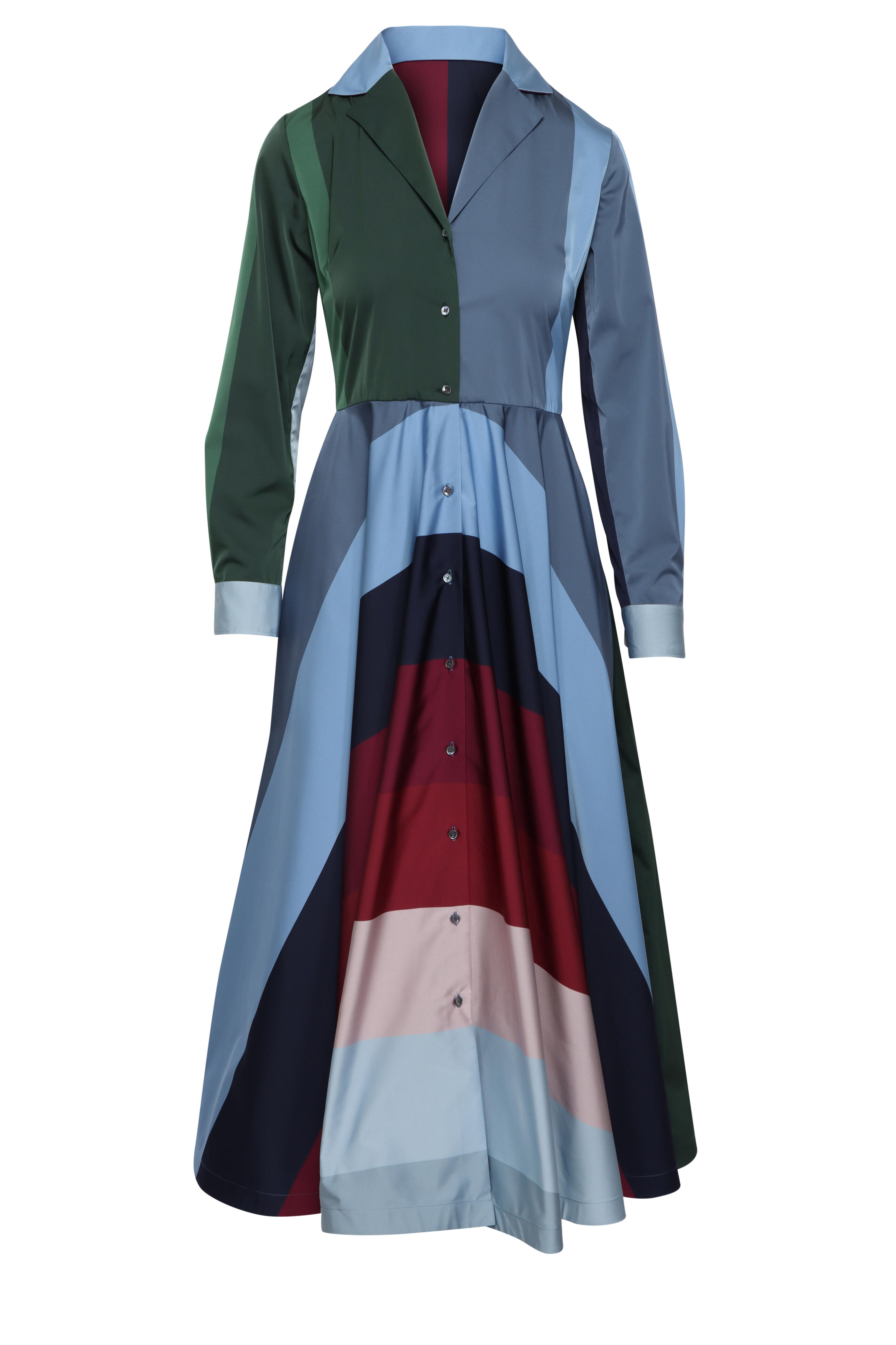 Sara Roka - Maria Tea Gem Wide Stripe Aline Midi Dress