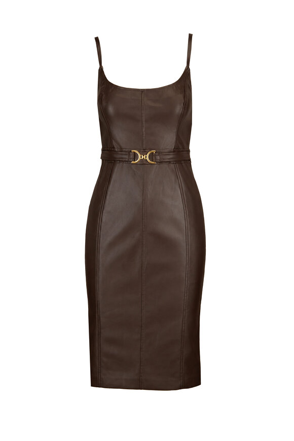 L'Agence Halia Coffee Buckle Midi Dress - view 1