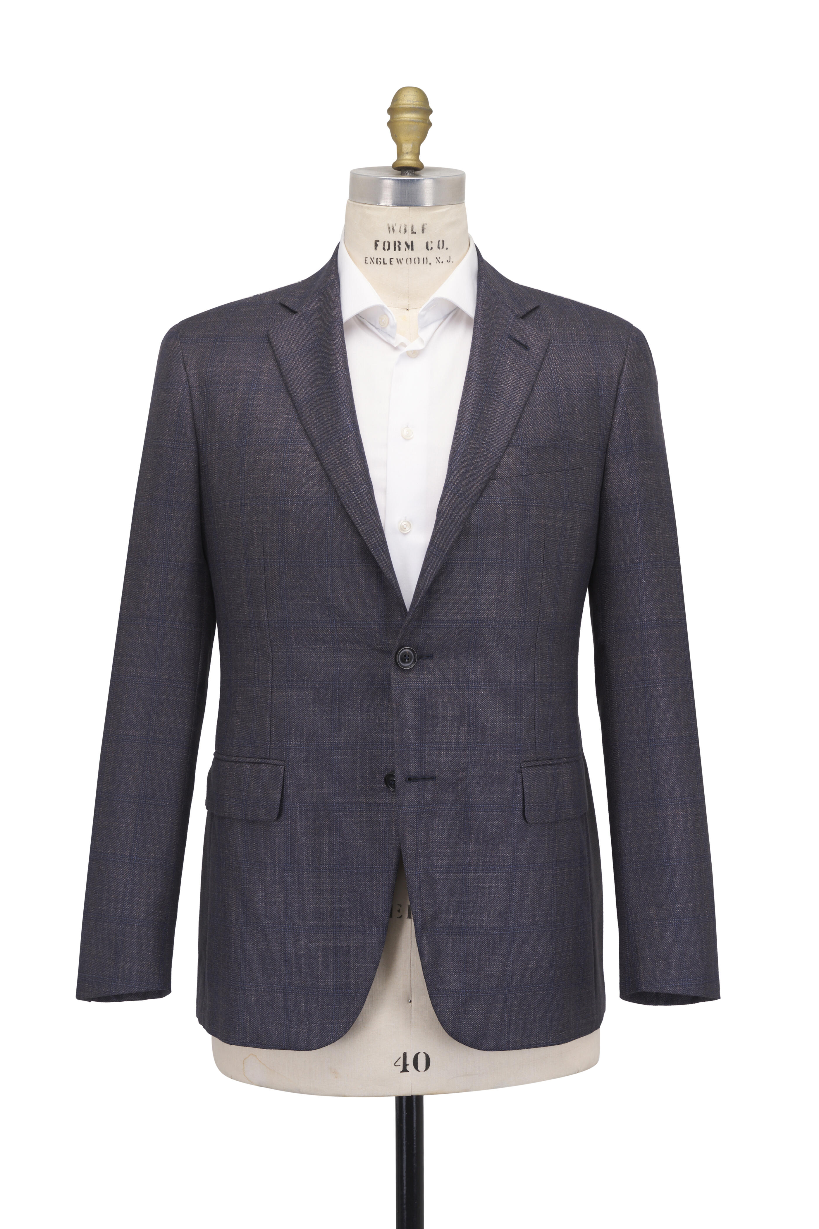 Canali - Kei Brown & Navy Plaid Silk & Cashmere Sportcoat