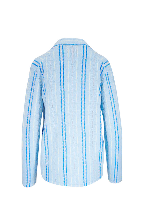 Guest in Residence Baja Everywhere Sky Blue Stripe Cashmere Cardigan - view 2