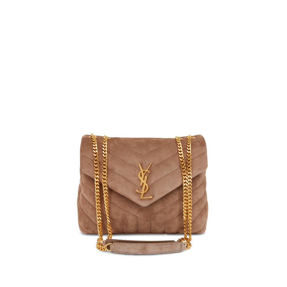 Saint Laurent Small Loulou Monogram Brown Coffee Suede Bag New FW23
