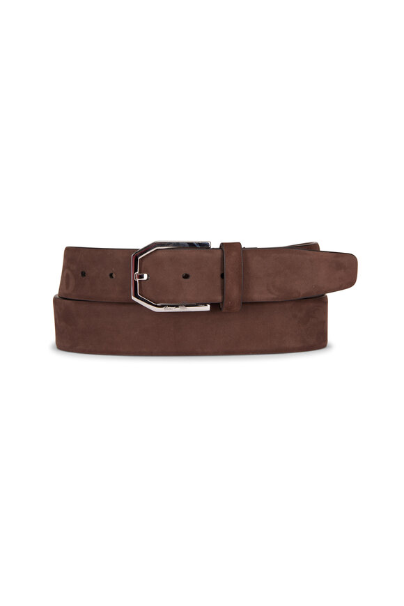 Brioni Dark Brown Nubuck Belt - view 1