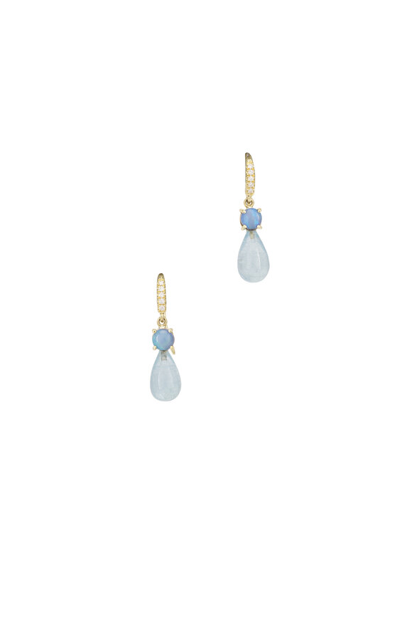 Lauren K 18k Yellow Gold Aquamarine Drop Earring - view 1