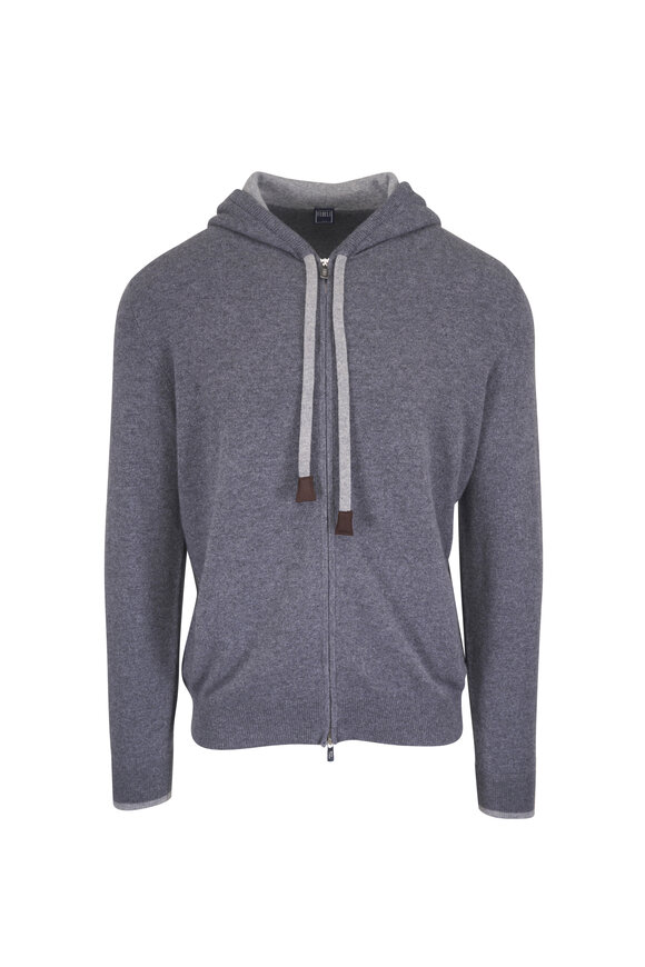 Fedeli Davis Gray Cashmere Full Zip Hoodie - view 1