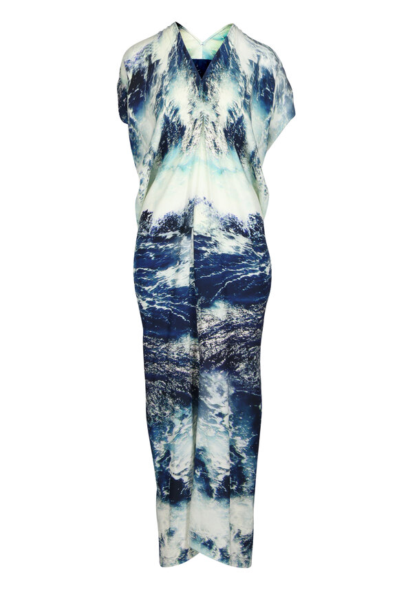 Zero + Maria Cornejo Long Issa Silk Ocean Print Dress