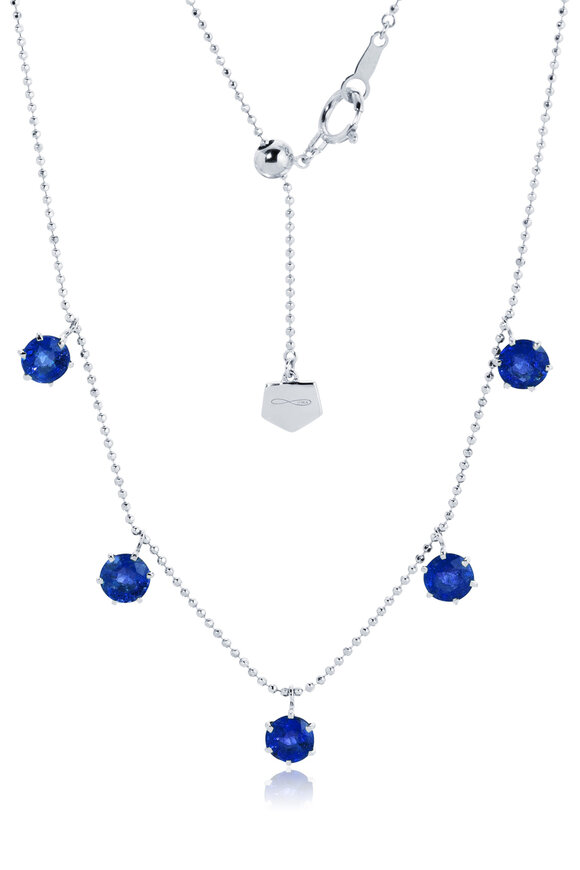 Graziela Gems 18k White Gold Blue Sapphire Floating Necklace
