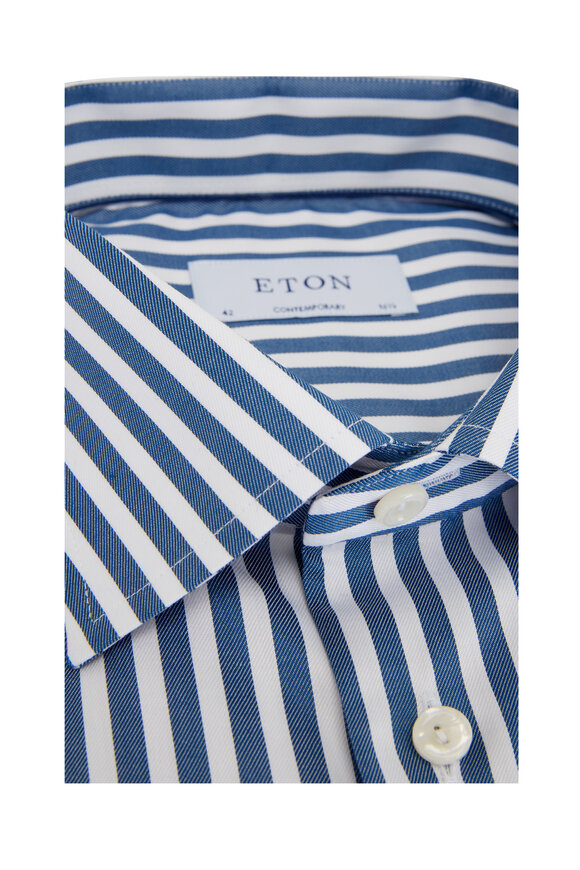 Eton - Blue & White Bold Stripe Dress Shirt 