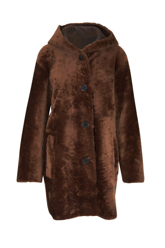 Akris Punto Brown Reversible Shearling Oversized Coat - view 1