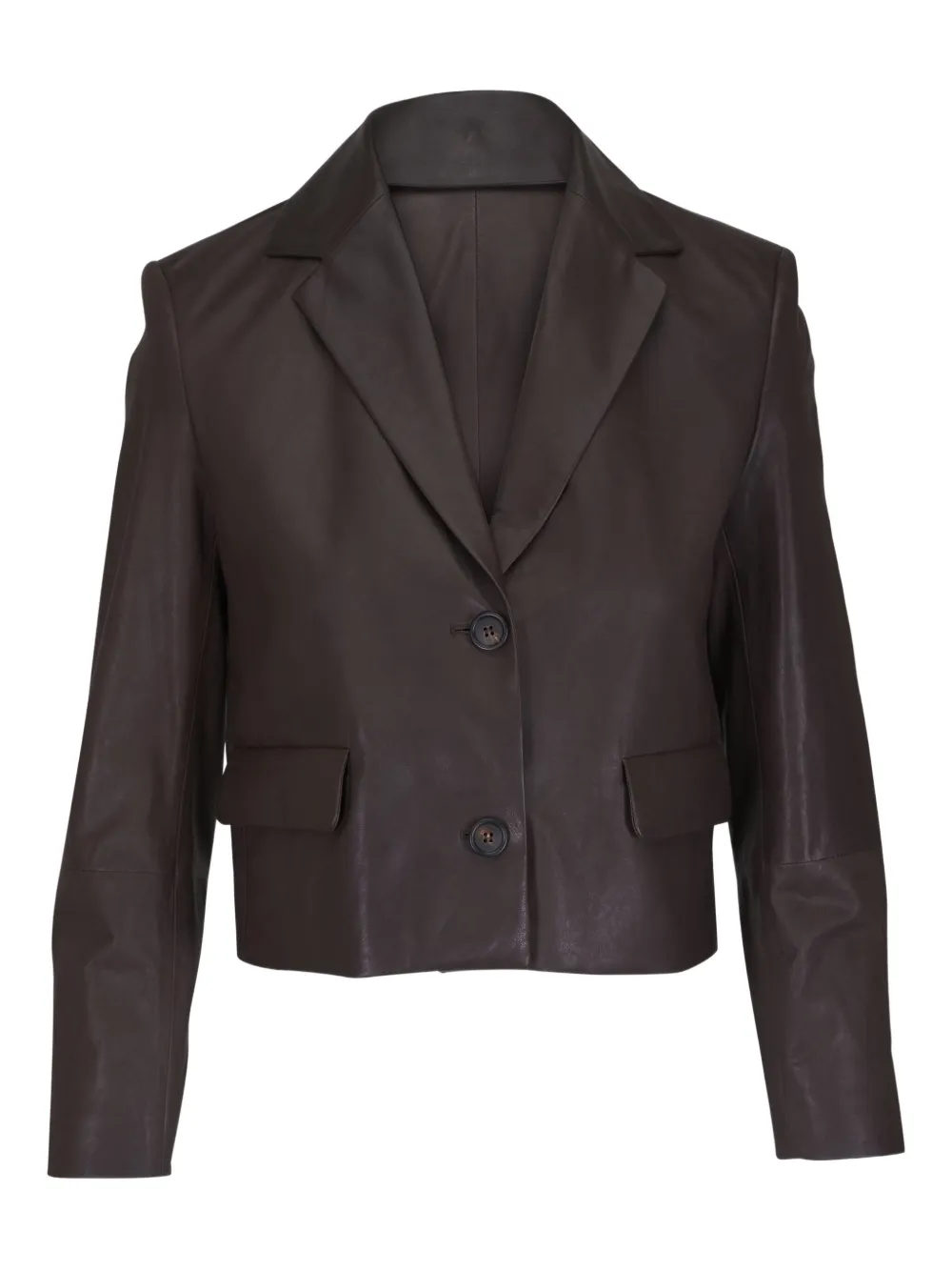 Brunello Cucinelli - Vintage Brown Leather Cropped Blazer