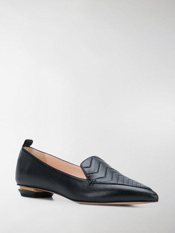 Nicholas Kirkwood - Beya Black Quilted Leather Flat