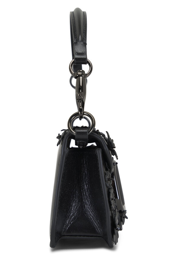 Valentino Garavani - VLogo Black Leather Loco Flowers Chain Bag