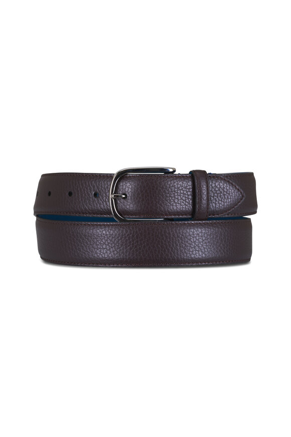 Paolo Vitale Dark Brown Embossed Leather Belt - view 1
