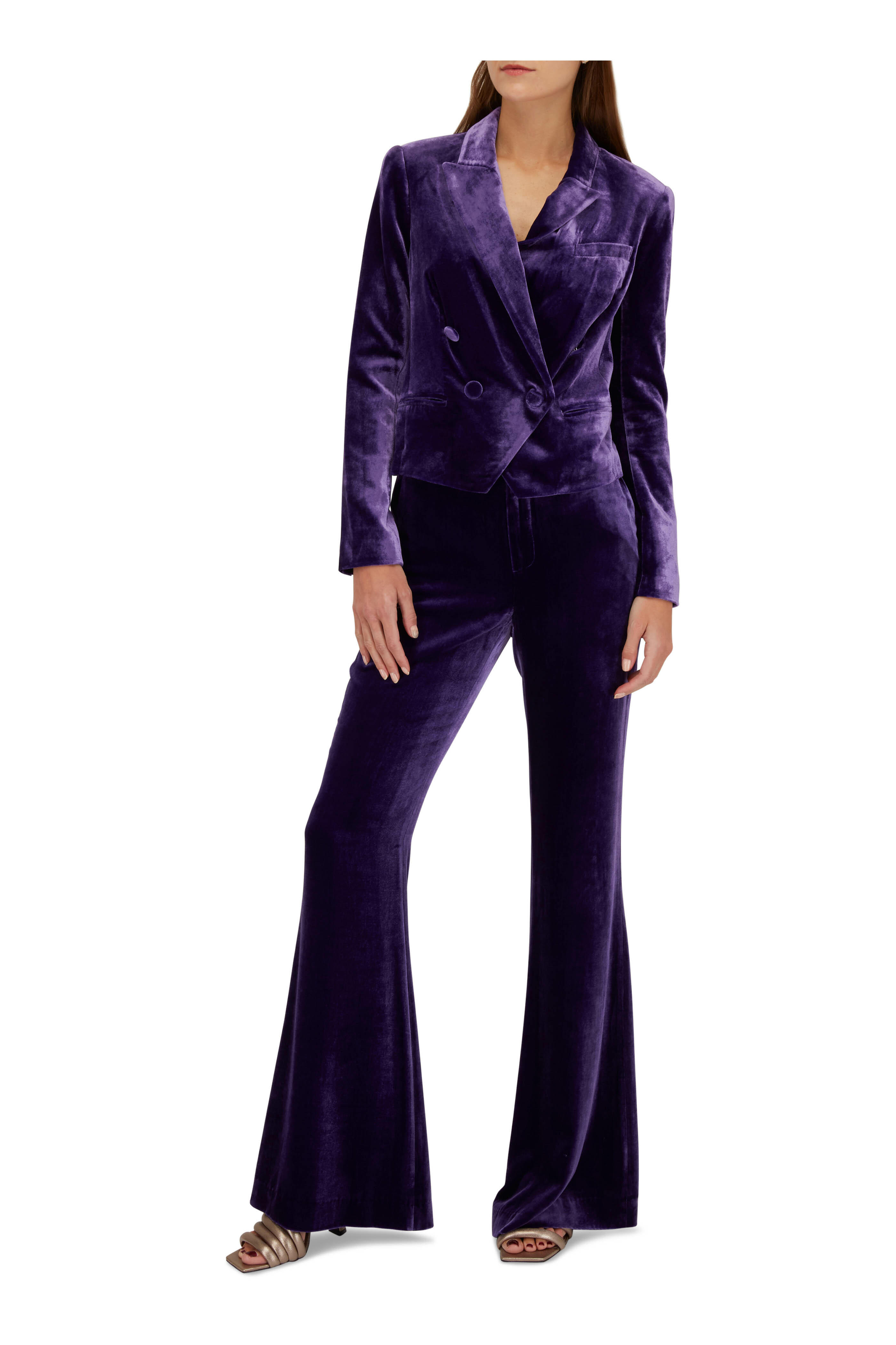L'Agence - Lane Deep Violet Velvet Flare Pant