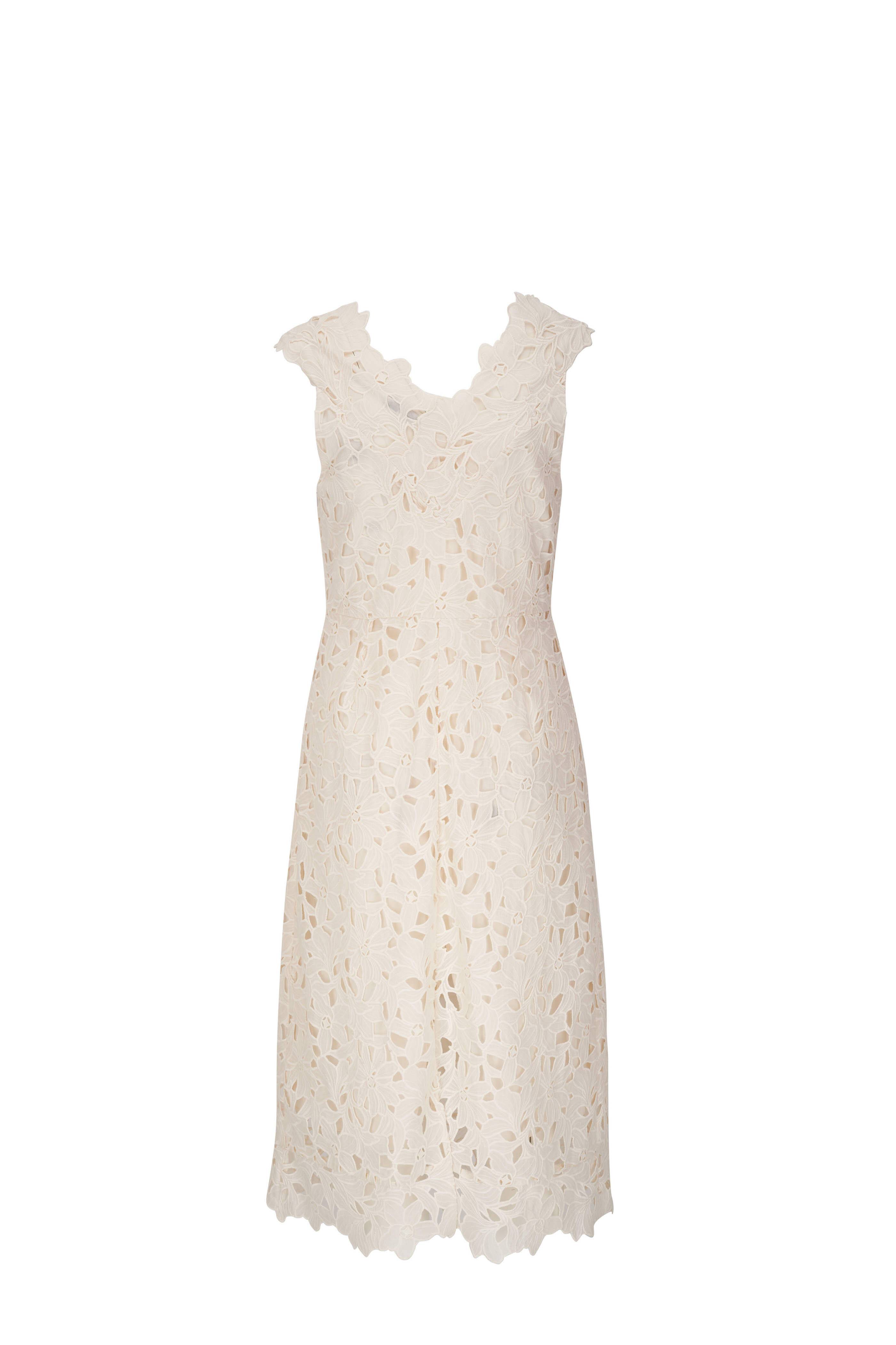 Vince - White Nouveau Lace V-Neck Dress | Mitchell Stores