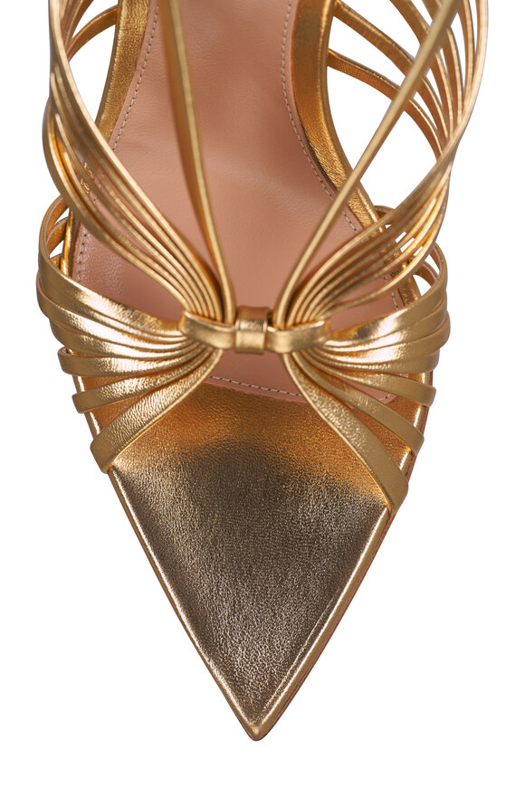 Gianvito Rossi Gold Metallic Leather Slingback Sandal, 85mm - view 5