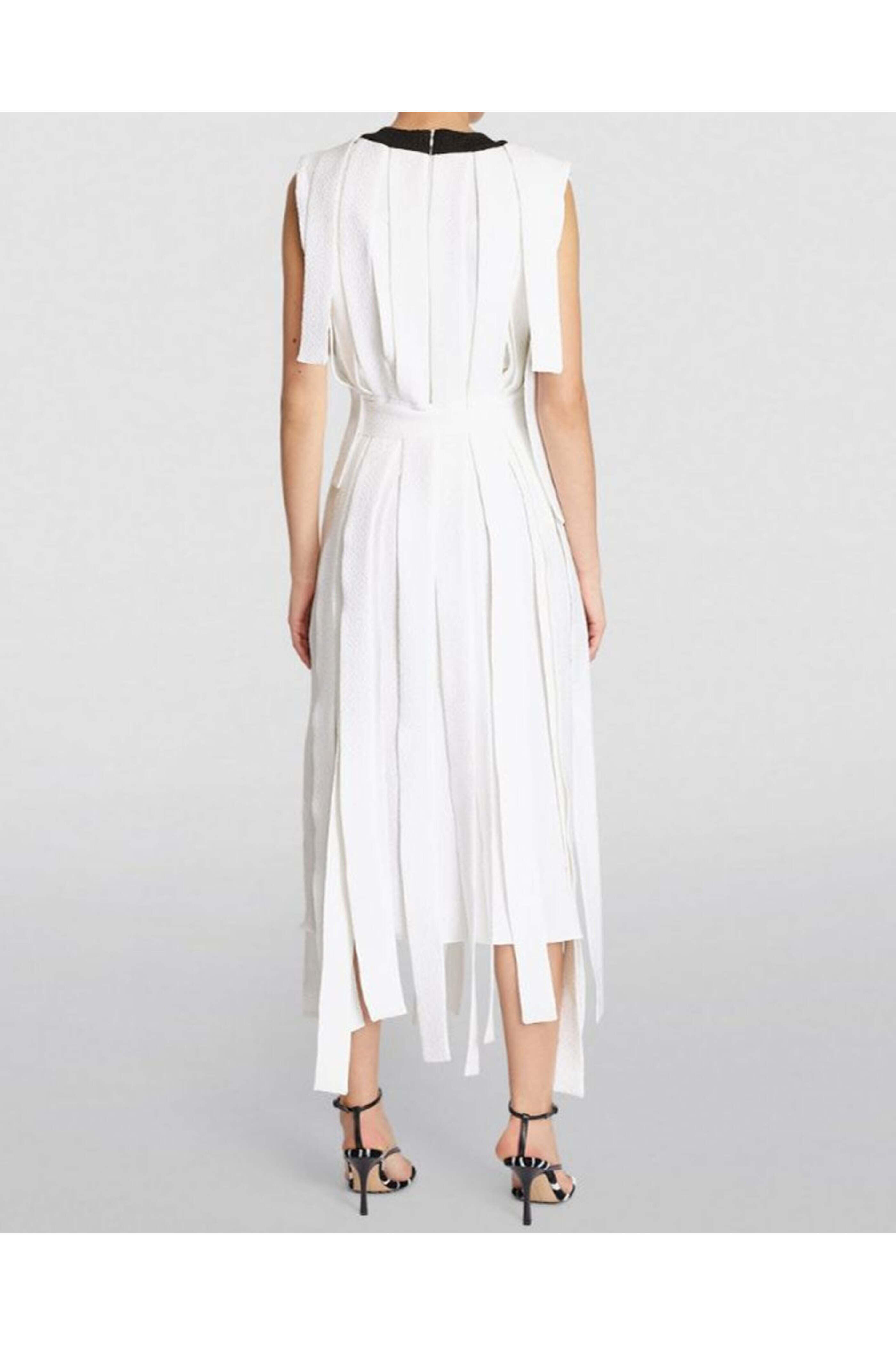 Edeline Lee - Ivory and Black Garland Midi Dress