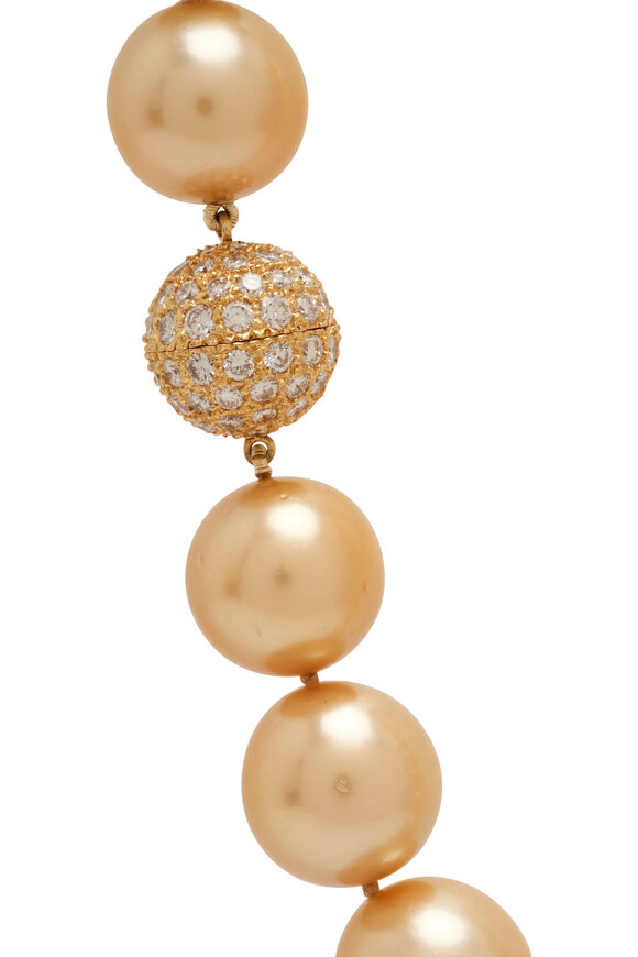 Assael - Natural South Sea Golden Pearl & Diamond Necklace