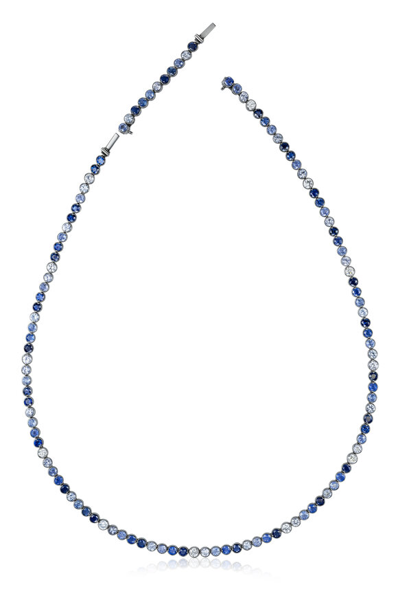 Nam Cho 18k Multi Shade Blue Sapphire & Diamond Necklace - view 2
