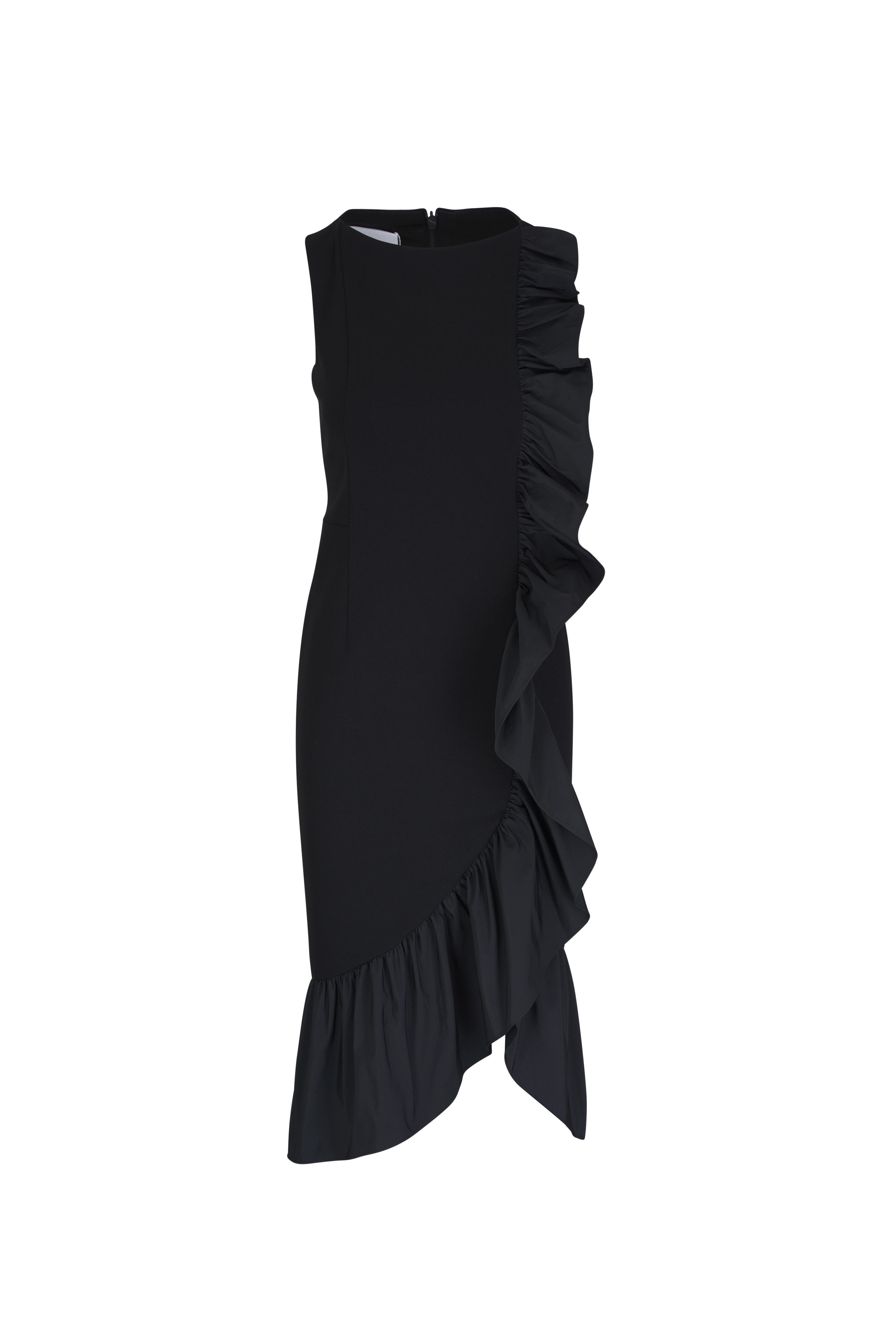 Akris Punto - Black Asymmetric Ruffle Dress