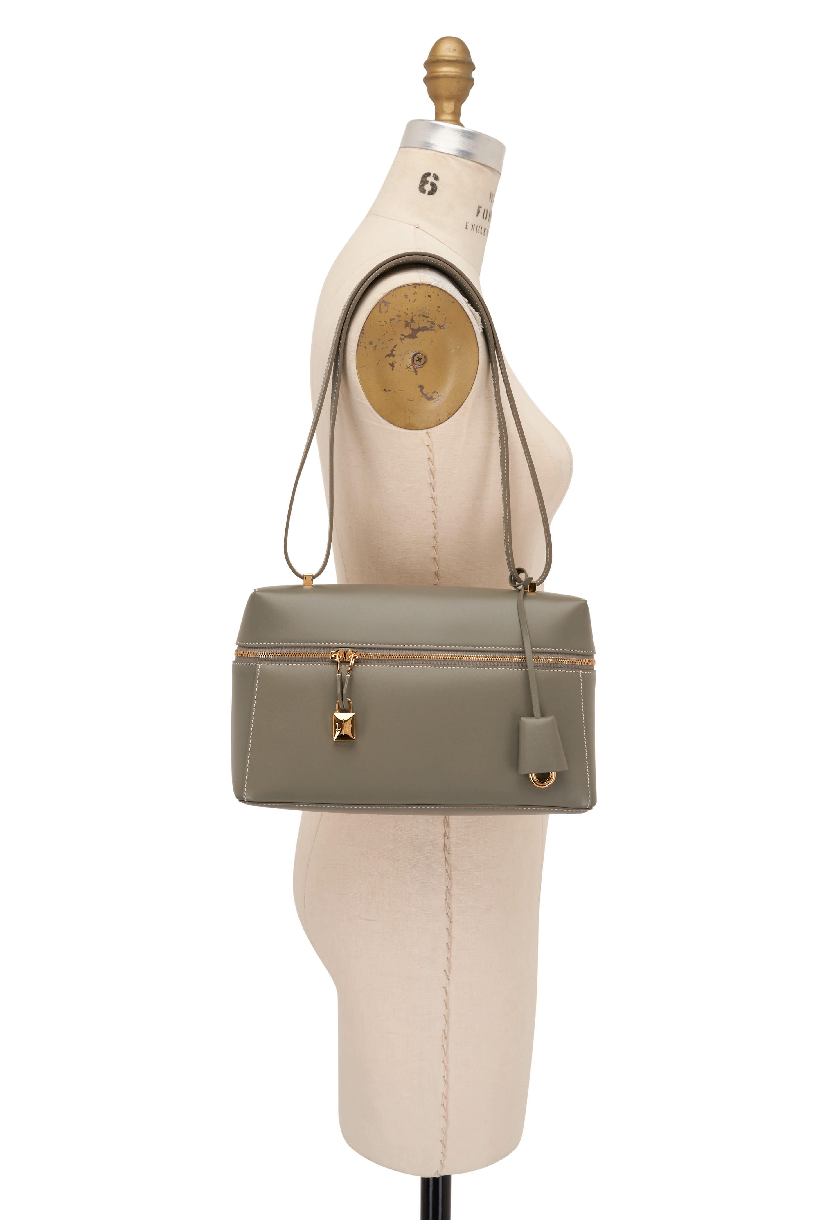 Loro Piana - Extra Bag L27 Gray Leather Saddle Bag