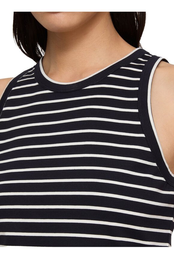 Lafayette 148 New York Navy & White Stripe Cotton Rib Racerback Tank - view 4